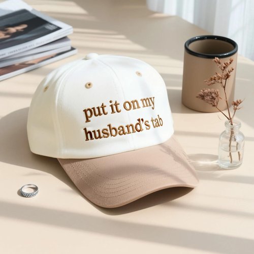 Put It On My Husband's Tab Funny Trucker Hats Women Vintage Adjustable Baseball Cap Embroidery Fashion Trucker Hat