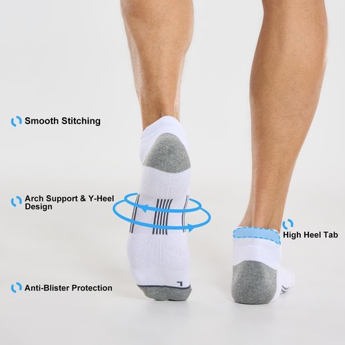 FITRELL Men's Ankle Running Socks - Cushioned Low Cut Athletic Socks | Sizes 7-9, 9-12, 12-15