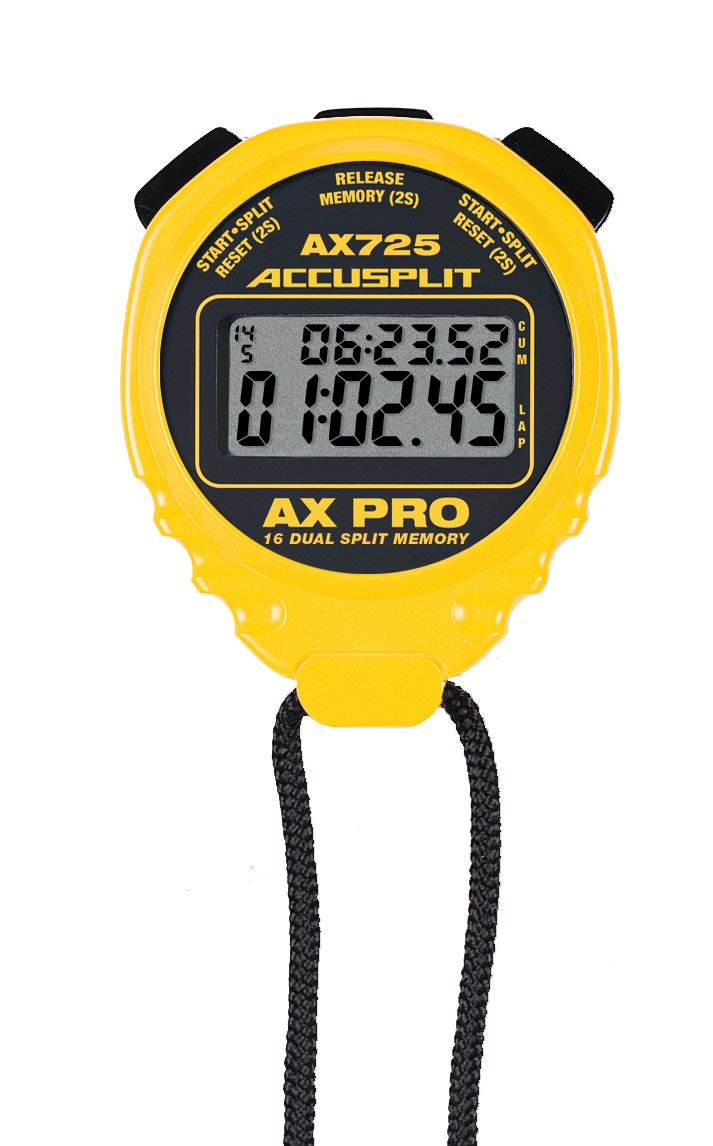 Accusplit AX725 Pro Memory 16 Dual Line Stopwatch - Yellow