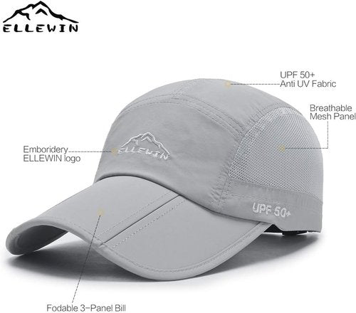 ELLEWIN Unisex Baseball Cap - Foldable Sports Hat with UPF 50+ Sun Protection | 2 Pack
