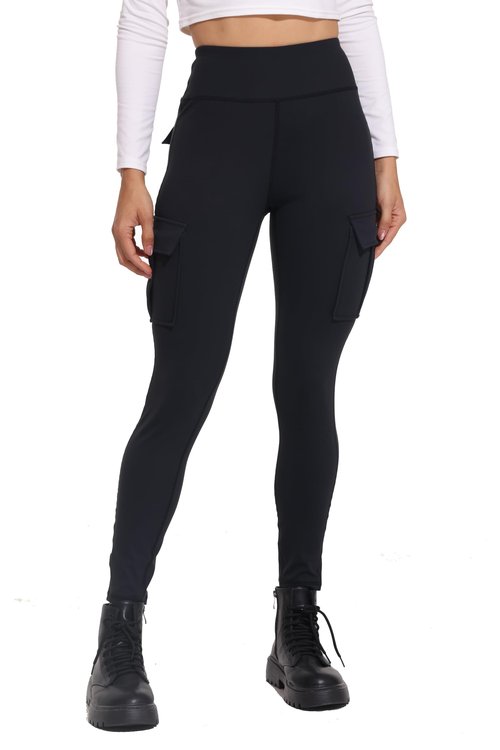 Cargo Leggings Women Yoga Work Pants with Pockets Gym Athletic Workout Running Hiking High Waisted Tummy Control Cute Comfy Soft Stretch Tall 7/8 Ankle Jogger Trendy Clothes Bottoms Black 29" M