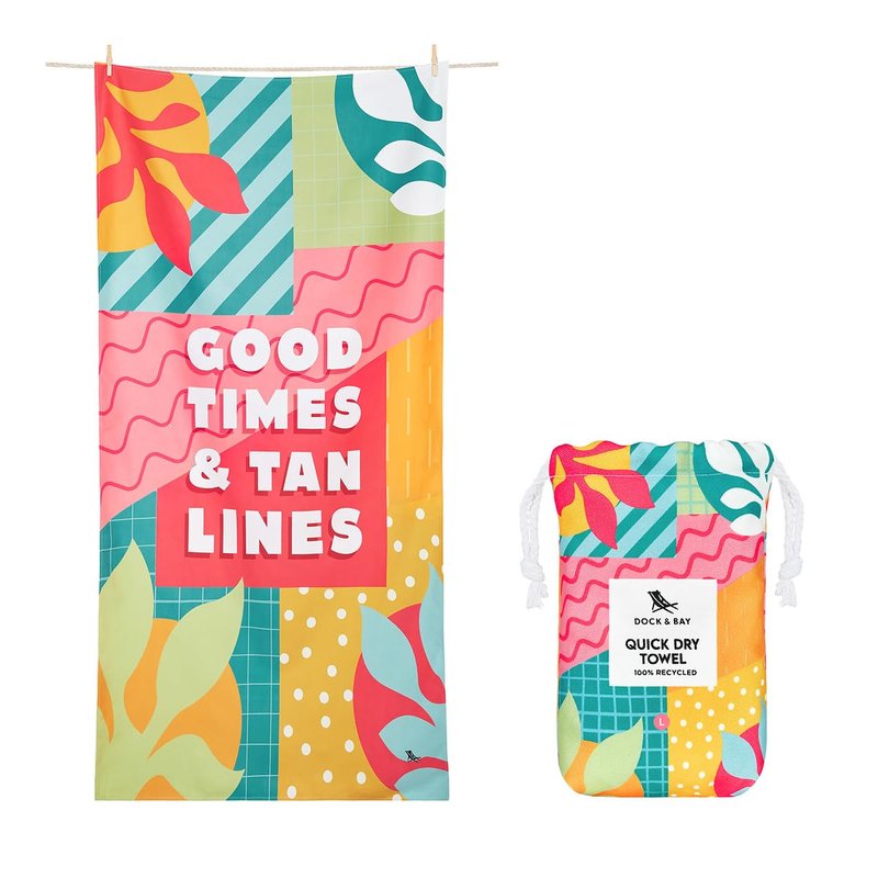 Dock & Bay Beach Towel - Quick Dry, Sand Free - Compact, Lightweight - 100% Recycled - Includes Bag - Party in Pink - Set of 4 - Large (160x90cm, 63x35)