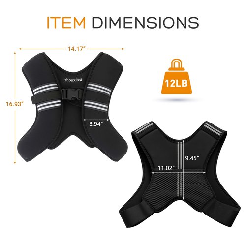 Weighted Vest for Men and Women, Silicone-Iron Fill Even Weight, Adjustable Workout Weight Vest with Reflective Stripes & Phone Pocket, 8lb for Walking Running Jogging Fitness Cardio Training, Black