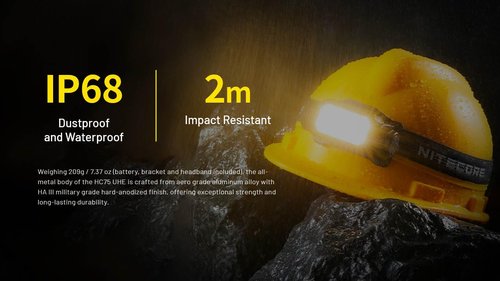 Nitecore HC75 UHE 3000 Lumen USB-C Rechargeable Zoomable Work Headlamp, White and Red Beams for Industrial Work, Night Camping, Hiking, and Hunting, Adjustable Focus with Floodlight and Spotlight