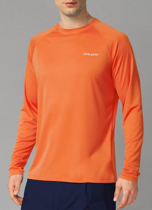 Baleaf Men's UV Protection Long Sleeve Rash Guard - SPF UPF 50+ Quick Dry Fishing & Running Shirt