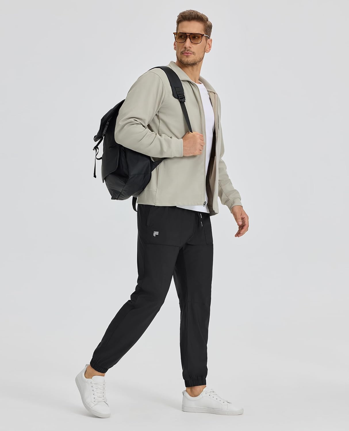 Skiennix Men's Casual Tapered Joggers - Lightweight Quick-Dry Athletic Pants with Zipper Pockets