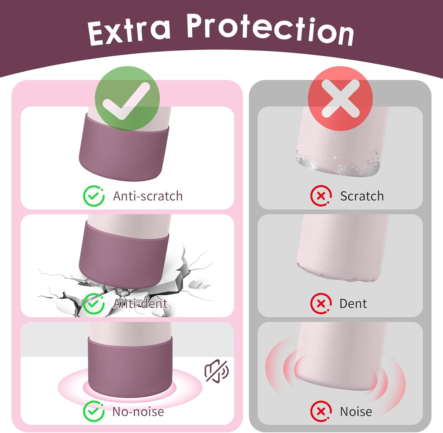 Owala Silicone Water Bottle Boot - Protective Anti-Scratch Sleeve Cover for 24oz, 32oz, 40oz Bottles | Mauve