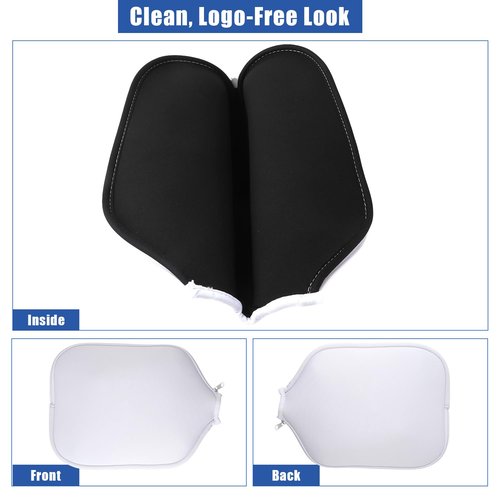 PEUTIER 2pcs Pickleball Paddle Covers, Waterproof Neoprene Pickle Ball Covers Protective Pickleball Racket Holder Sleeve with Zipper Fits Most Paddle Racket (White)