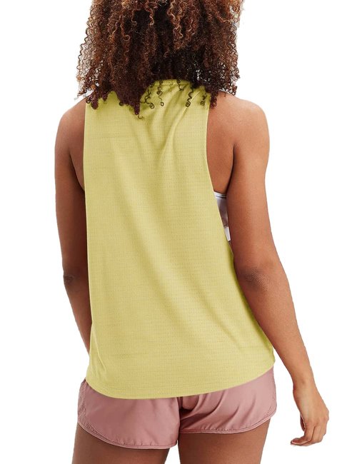 Hanyomo Womens Workout Fitness Tank Tops Cropped Sleeveless Gym Yoga Running Athletic Shirts Yellow L