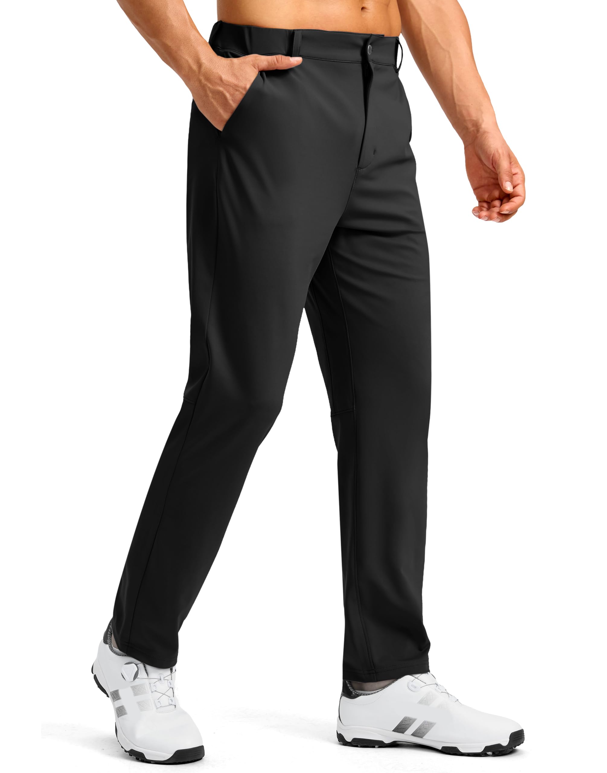 Soothfeel Men's Golf Pants with 5 Pockets Slim Fit Stretch Sweatpants Casual Travel Dress Work Pants for Men (Black, M)