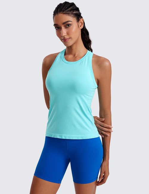 CRZ YOGA Seamless Workout Tank Tops for Women - Breathable Athletic Sleeveless Racerback Shirts