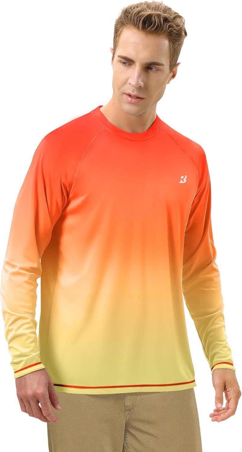 Roadbox Men's UV Sun Protection Shirt - UPF 50+ Long Sleeve Rash Guard for Fishing & Hiking