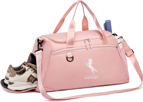 Marengo Gym Bag | Lightweight Travel Duffle with Shoe & Wet Compartment - Ideal for Sports, Yoga & Travel, Pink