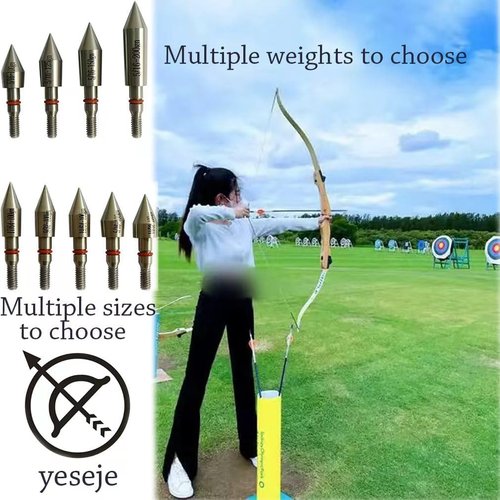 100 Grain Stainless Steel Archery Field Points Arrow Bullet pionts with Arrow Pedesta for Target Practice (12 Pack) by Yeseje