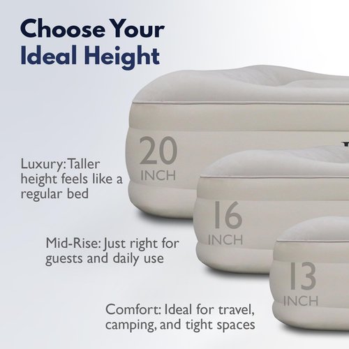 King Koil Luxury Twin Air Mattress - Built-In High-Speed Pump for Camping & Guests | Waterproof Double High Design