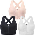 Evercute Wireless Sports Bra - Zip Front Design for Post-Surgery Comfort | Medium Support, Padded, Strappy