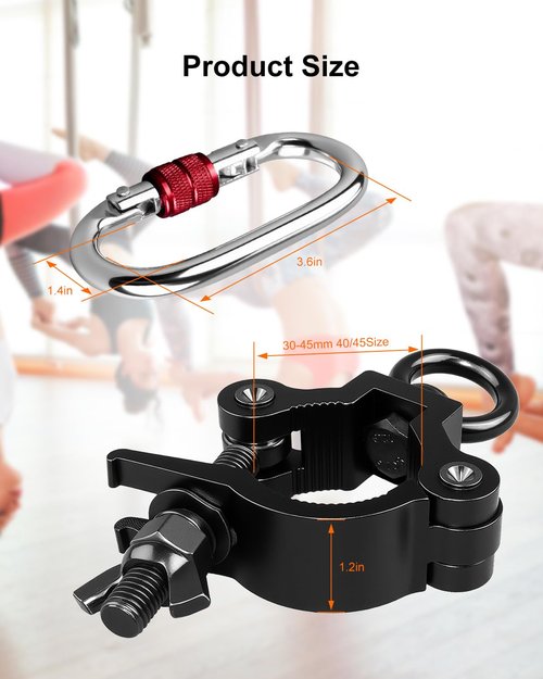 THXCHER 35-45mm Pole Dancing Hanging Clamp, 220lbs Capacity Heavy Duty Rotation Device with Locking Mechanism for Aerial Yoga Hammock Silk Fitness Training Equipment