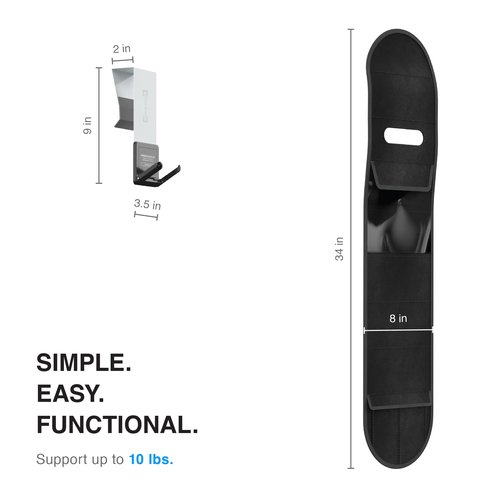 Parking Block Hang Tight Skateboard Deck Wall Mount - Ultimate Storage Solution for Skate Board & Longboard - Fits Most Doors - Includes Roll-Up Storage Bag for Hardware & Accessories for Display