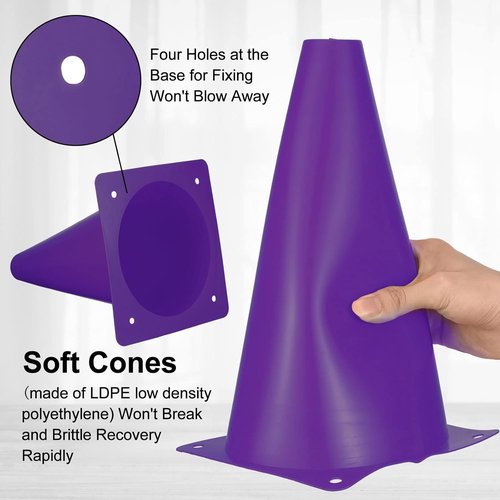 Hoteam 30-Pack 9-Inch Traffic Cones - Durable Plastic Agility Training Equipment for Sports & Events