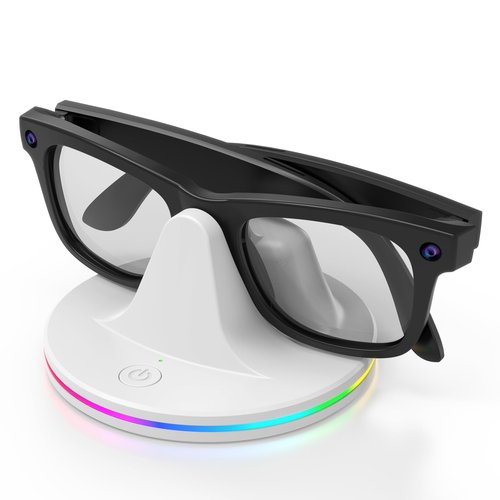 Charging Dock for Ray-Ban Meta Smart Glasses with RGB Light, Portable 3-in-1 Station & USB-C Cable for Wayfarer, Headliner, Skyler