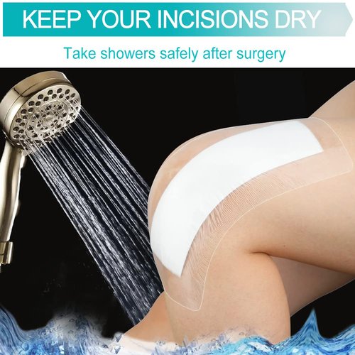Waterproof Incision Bandages for Large Wounds Knee Hip Replacement Adheisve Island Dressing Bandaid Tape Post Surgical Shower Protector, No Glue On Center 4 x 10 Inch (Pack of 14)