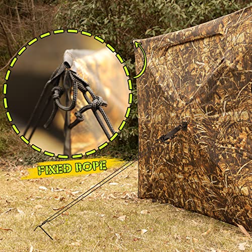 Lenotos 3-Panel Pop Up Ground Blind for Hunting - Dry Grass Camo, Easy Setup
