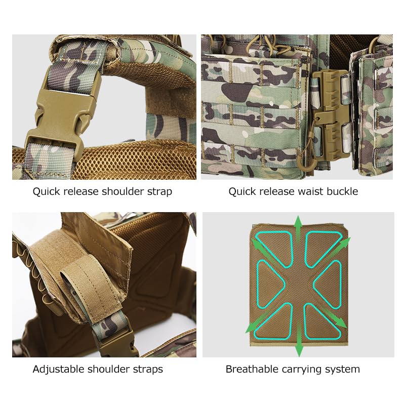 PIKEON Cp Tactical Vest with Quick Release - Outdoor Airsoft & Combat Vest