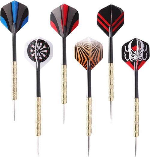 MaxMau Steel Tip Darts Set - 18 Pcs with Metal Points & Durable PVC Dart Flights