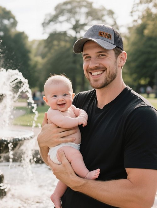 HAFOUXIGM Dad Est 2026 Trucker Hat for First Time Dad, Gifts for New Daddy Husband from Daughter Son Wife, Grey