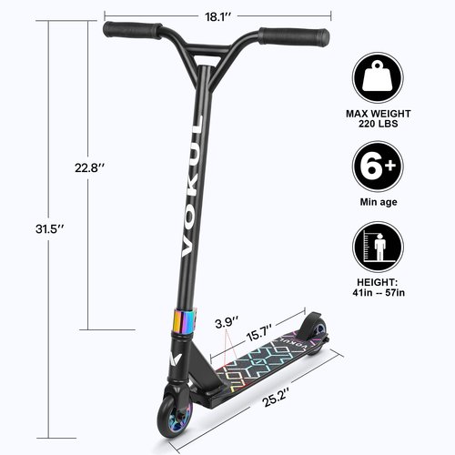 VOKUL S2 Pro Scooters for Kids Age 6-12 | Colorful Stunt Scooter for Beginners Teens | Trick Scooter for BMX Freestyle Tricks (Neo)
