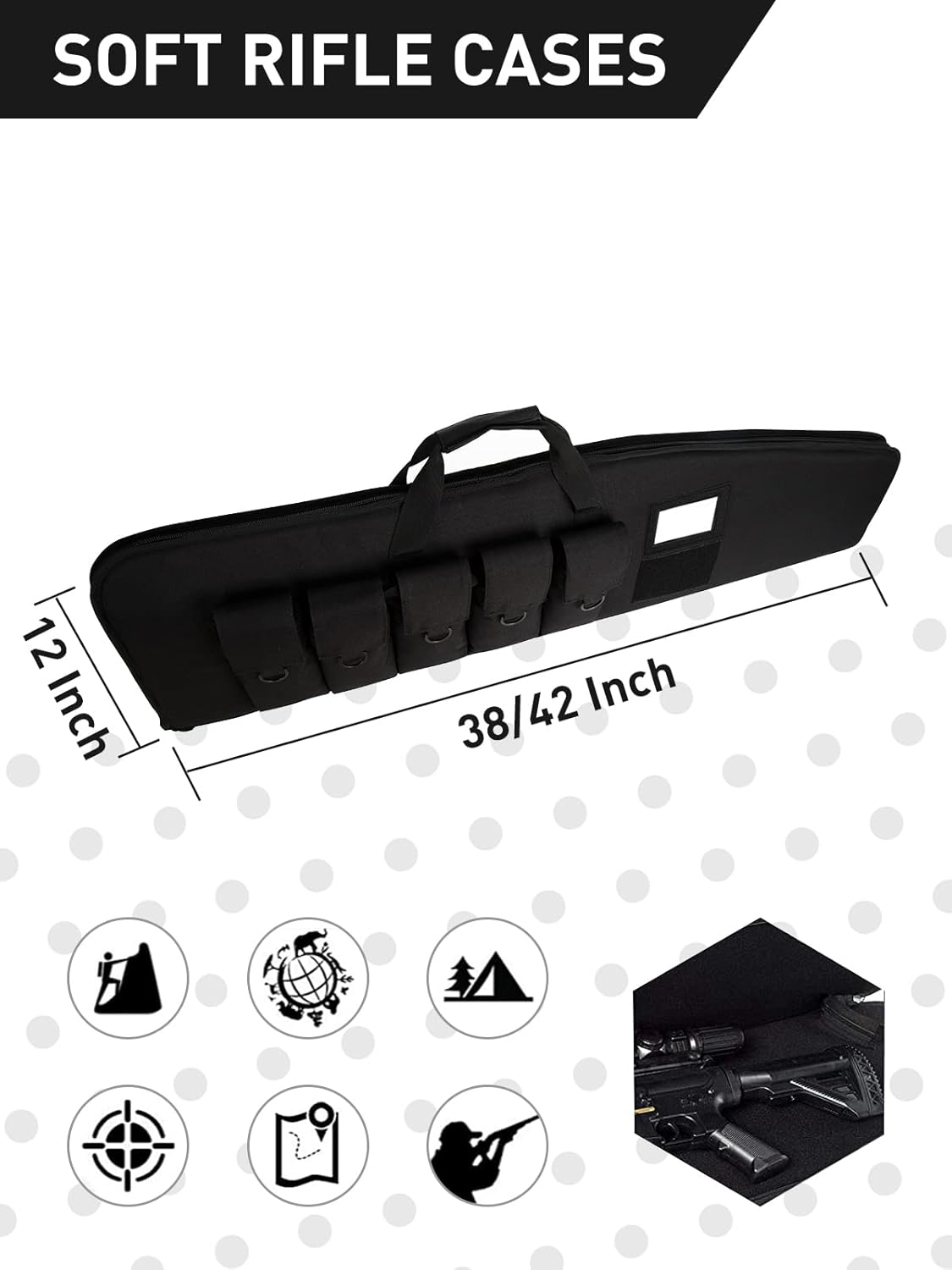 Skiennix Soft Rifle Case - Heavy Duty Scoped Range Gun Bag with 5 Pouches | Black 34 Inch