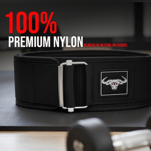 IBRO Quick Locking Premium Weight Lifting Belt - Back Support for Powerlifting, Cross Training & Gym Bodybuilding - 4 Inch Nylon Men and Women with Metal Buckle for Core Stability Black S