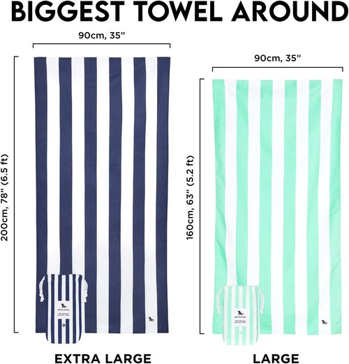 Dock & Bay Beach Towel - Quick Dry & Sand Free | Extra Large Cabana Kamari Charcoal (200x90cm)