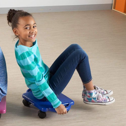 Hand2Mind Purple Indoor Scooter Board with Safety Handles for Kids Ages 6-12, Plastic Floor Scooter