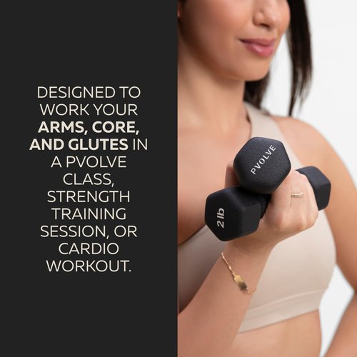 Pvolve 2lb Lightweight Neoprene Coated Dumbbell Set - Home Gym Fitness Equipment Designed For Comfart And To Fit Perfectly in the Palm of Your Hand