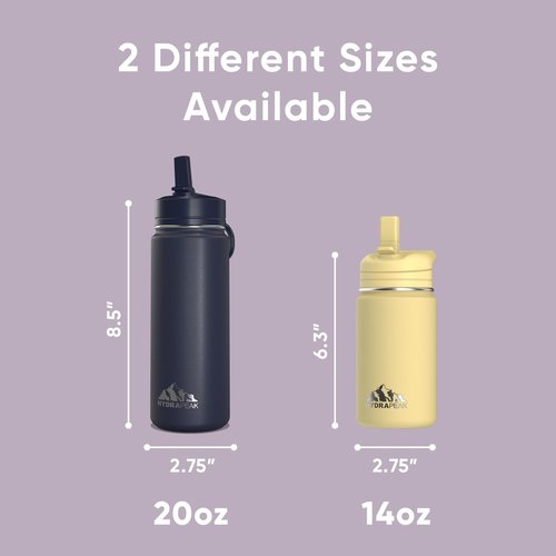 Hydrapeak Mini 14oz Insulated Water Bottle - Stainless Steel with Straw Lid | Blush Color