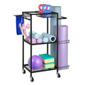 Yoga Rack Black Weight Rack for Home Gym Small Dumbell Rack Workout Equipment Storage Cart for Weights, Yoga Mats, Kettlebells, Foam Rollers, and Resistance Bands, Black