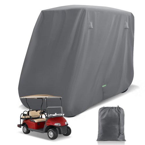 Panglong Heavy Duty Golf Cart Cover-620D Gray, Oxford Fiber Waterproof Golf Cart Cover-Three Zipper Doors-Performance with Water/Wind/Sunproof, Suitable for Yamaha EZGO Club Car 2/4 Seats Cart