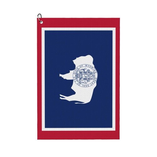 ZKPeFeH Wyoming State Flag Golf Towel with Carabiner Clip Golf Gift for Men Waffle Pattern Cooling Towels