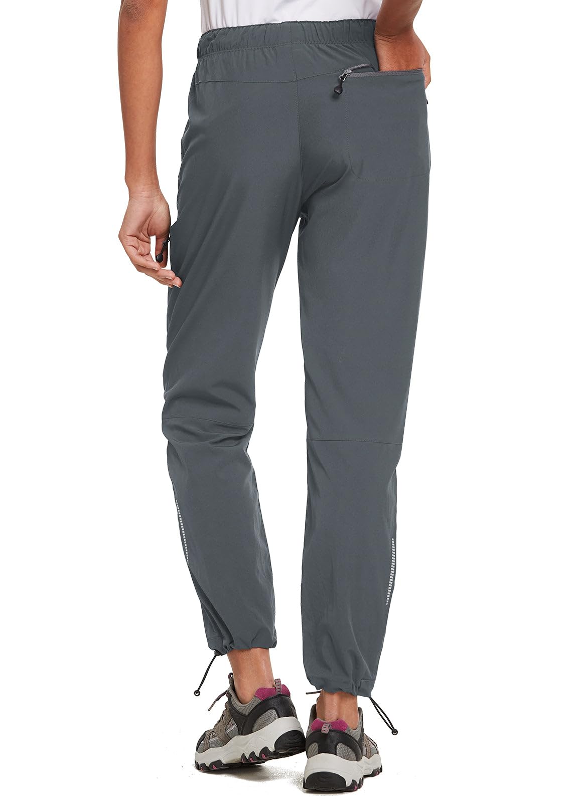 baleaf Women's Petite Hiking Pants Lightweight Quick Dry Water Resistant Cargo Pants 27'' Inseam for All Seasons Dark Gray Size L