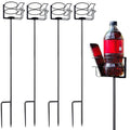 QCF Outdoor Cup Holders Beach Metal Drink and Phone Holder,Portable Heavy Duty 4-Piece Beer & Beverage Stakes Set,Suitable for Oudoors Activitie,Camping & Picnics,Yard Party,Holds Cans,Bottles & Cups
