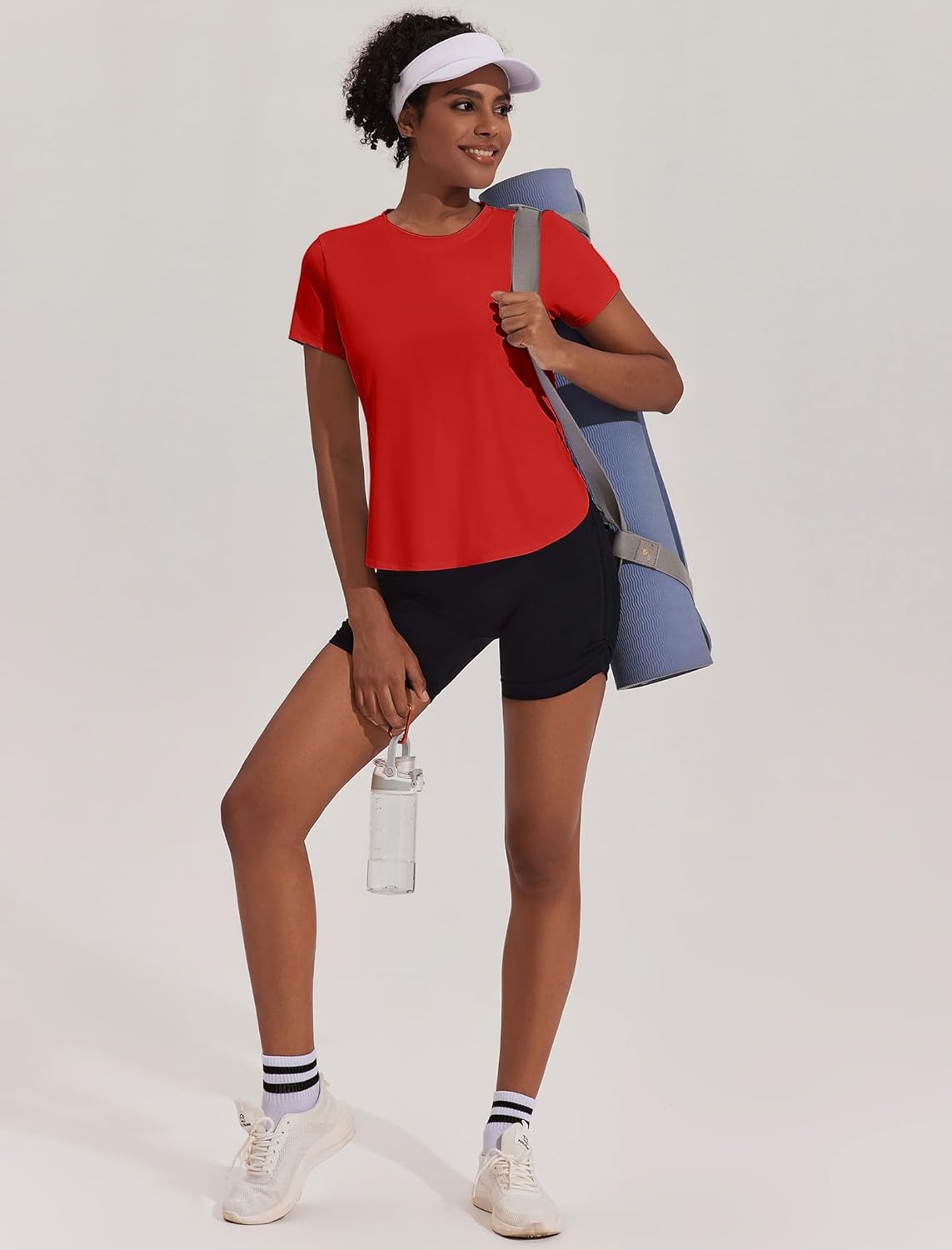 PINSPARK Workout Tops for Women - UPF 50+ Short Sleeve Yoga Shirts with Side Slits | Loose Fit Gym Tee