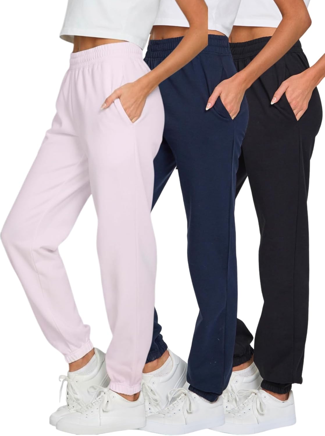 Skiennix Women's Sweatpants - Ultra Performance Cotton Joggers | 3-Pack Fleece Gym Pants