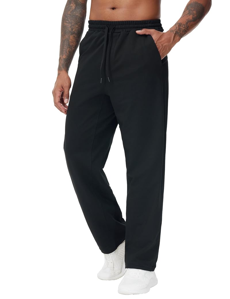 The Gym People Men's Fleece Sweatpants with Drawstring - Black, Medium, Unlined