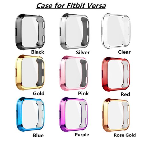 [8-Pack] Screen Protector Case Compatible with Fitbit Versa Cover,All-Around Soft TPU Plated Cover Ultra Slim Scratch-Proof Bumper Shell Accessories (8 Colors)