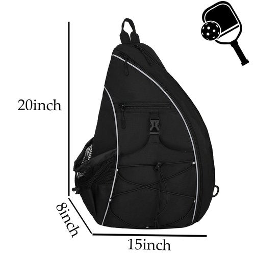 Goloni Pickleball Sling Bag for Men Women, Lightweight Pickleball Backpack with Fence Hook, Large Capacity Pickleball Bag with Anti-Theft Pocket, Water-Resistant for Tennis Padel Sports,Black