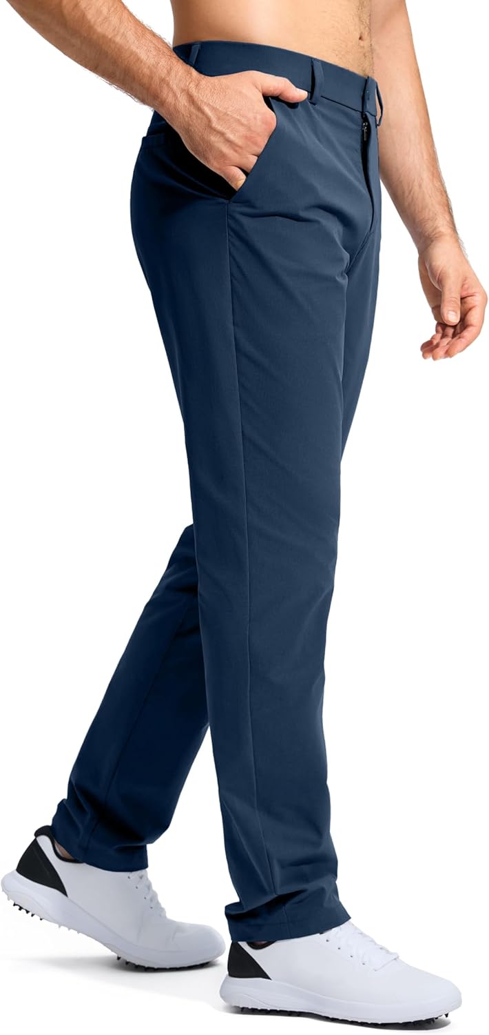 Pudolla Men's Golf Pants - Lightweight Stretch Dress Slacks | Quick-Dry Casual Trousers with Pockets (30"/32"/34")