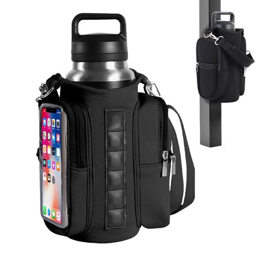 Lwuey Magnetic Gym Bag Sling Bag for Men, Magnetic Sling Pocket Bottle Holder with 6 strong magnets and Adjustable Strap for Travel, Fitness, Sports