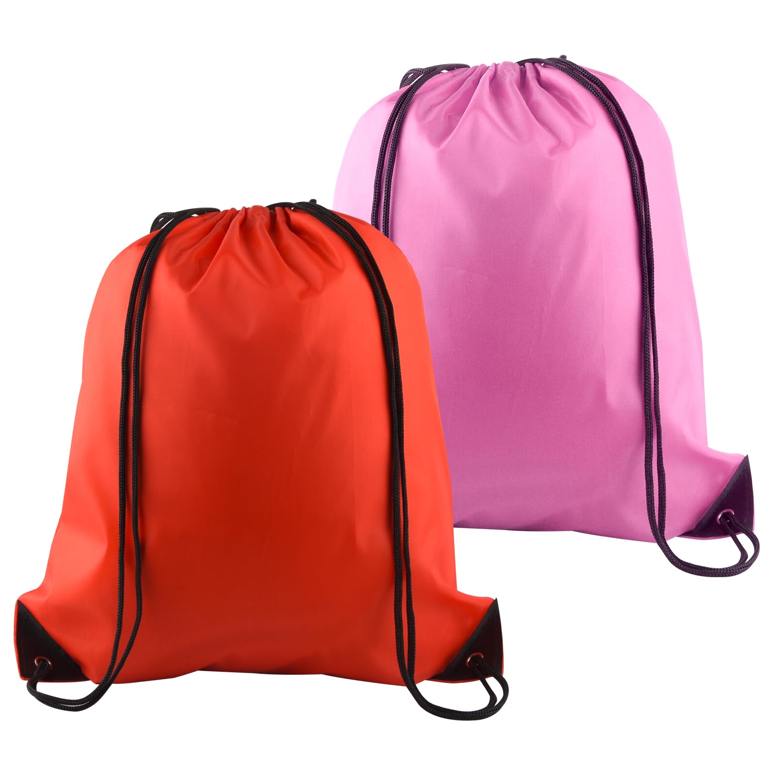 PLULON 2Pcs Drawstring Bags Bulk, Drawstring Backpack Pink Red String Backpack Cinch Sack Sport Gym Backpack Bags for Yoga Traveling Outdoor Sports