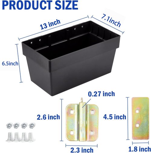ERFEI 2 Pack E-Track Storage Bin for E-Track System E Track Accessories Storage Box for Trucks Easily Organizer Basket for Enclosed Trailer